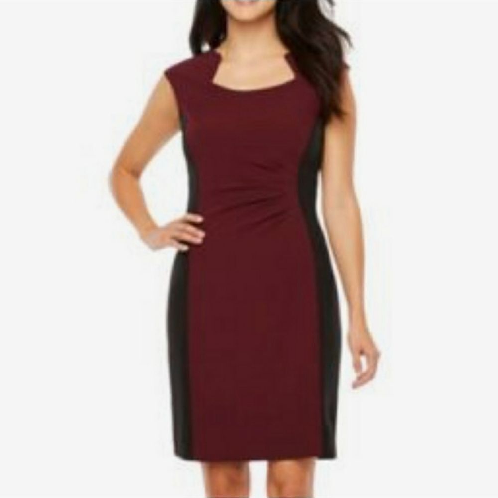 BRAND NEW CHELSEA ROSE SLEEVELESS BURGUNDY & BLACK WOMEN"S SHORT DRESS